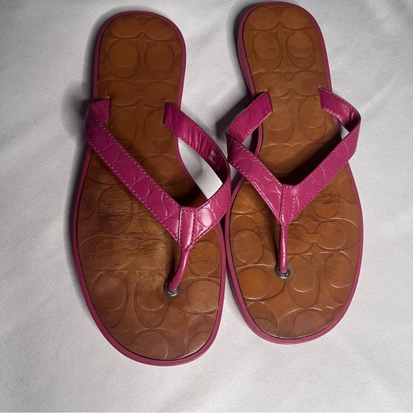 Coach Fuchsia and Brown Women's Sandals - Picture 1 of 8